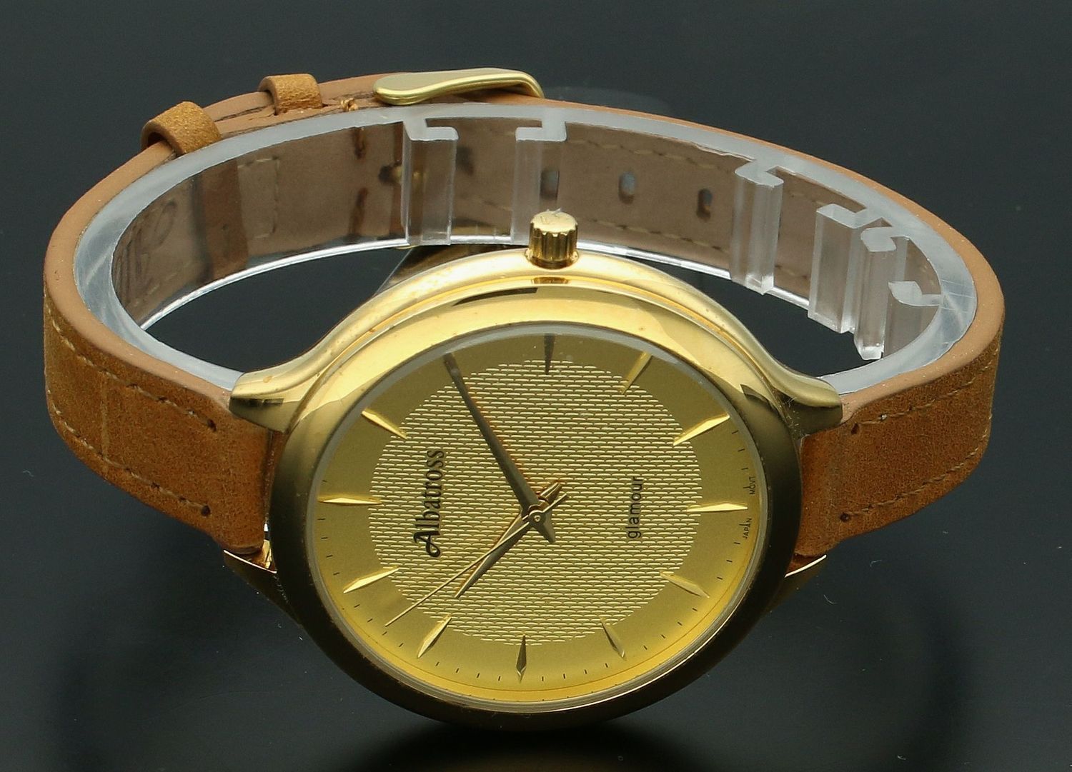 Zegarek damski na brązowym pasku Albatros ABBB96 brąz. Damski zegarek na pasku. Zegarek damski na brązowym pasku. Tani zegarek damski. Tani zegarek dla kobiety ze złotą tarczą. Zegarek na prezent dla kobiety.  (2).jpg